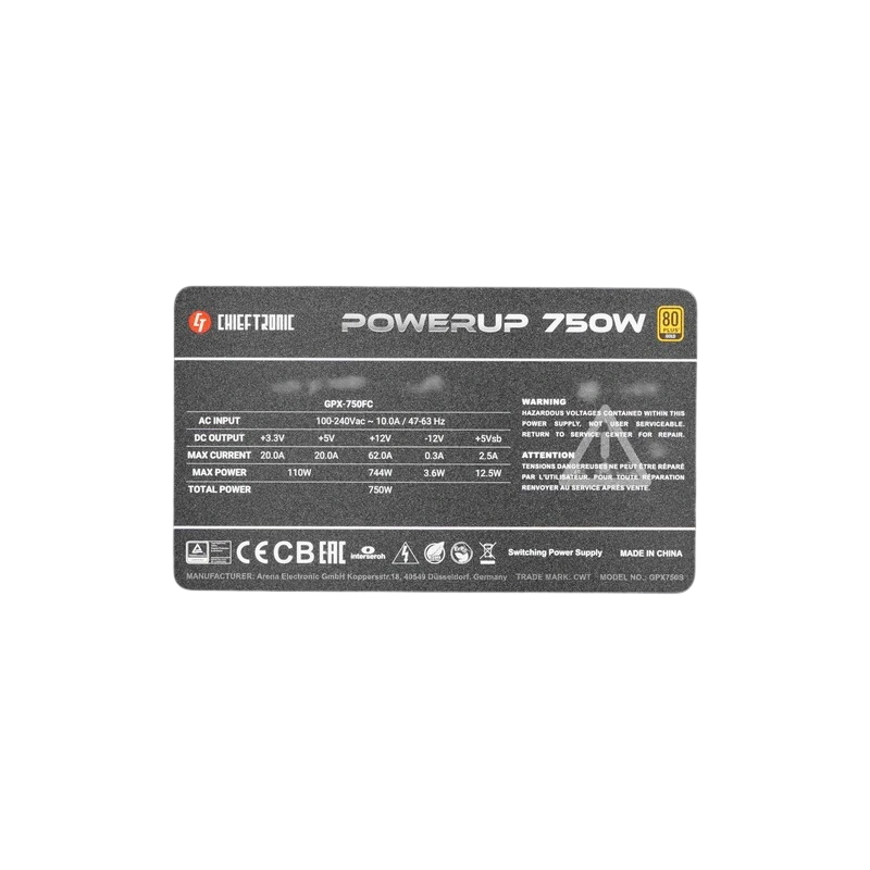 Блок питания Chieftec 750W CHIEFTRONIC PowerUp (GPX-750FC)