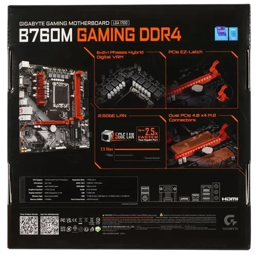 Материнская плата Gigabyte B760M GAMING DDR4 2 x кабель SATA, документация, задняя планка