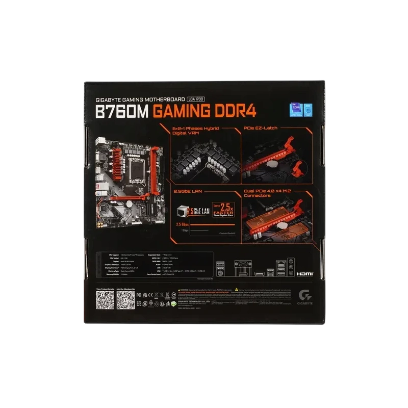 Материнская плата Gigabyte B760M GAMING DDR4 2 x кабель SATA, документация, задняя планка