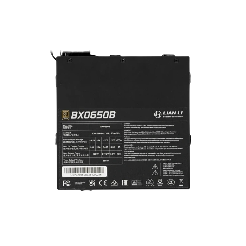 Блок питания Lian Li 650W BX0650B Black (G9P.BX0650B.B000.RU) 16 Pin (PCIe 5.1 Connector Cable Details) документация, кабельные стяжки, комплект крепежа
