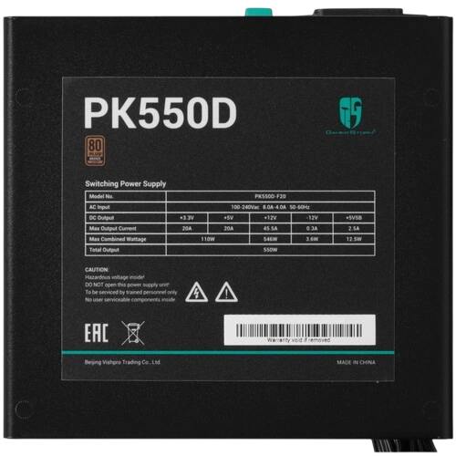 Блок питания Deepcool 550W PK550D (R-PK550D-FA0B-EU) документация