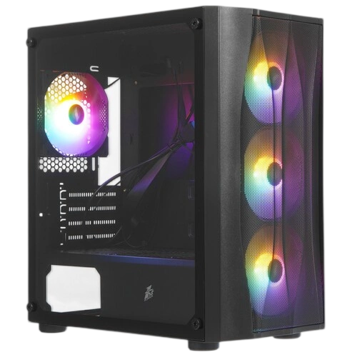 Компьютерный корпус 1STPLAYER FIREBASE X3-M TG LED Black (X3-M-BK-4F1)