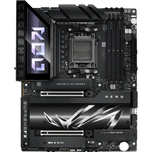 Материнская плата ASUS ROG CROSSHAIR X870E HERO (90MB1IE0-M0EAY0) 4 x кабель SATA, Q-коннектор, USB Flash с ПО, антенна Wi-Fi, документация, комплект наклеек, комплект термопрокладок, крепеж для разъема M.2, открывалка для бутылок, стяжки для кабелей, удл