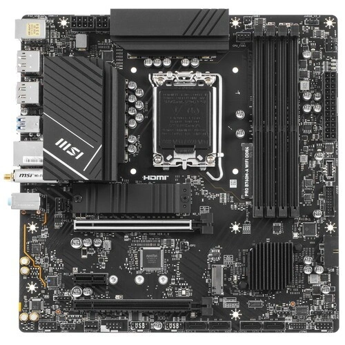 Материнская плата MSI PRO B760M-A WIFI DDR4 антенна Wi-Fi, документация, задняя планка, кабель SATA, крепеж для разъема M.2