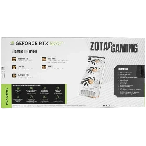 Видеокарта ZOTAC (ZT-B50710Q2-10P) GeForce RTX 5070 Ti 16GB SOLID CORE WHITE ED OC