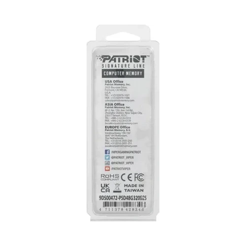 Оперативная память 8 Gb 3200 MHz PATRIOT (PSD48G32002S)