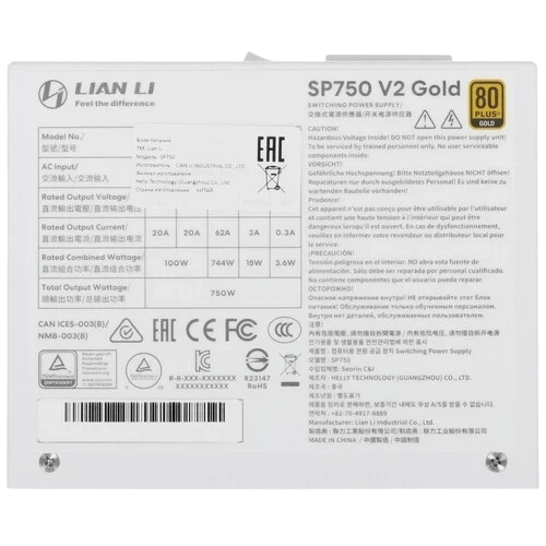 Блок питания Lian Li 750W SP750 V2 White (G9P.SP0750G.W000.RU) 16 Pin (PCIe 5.1 Connector Cable Details)