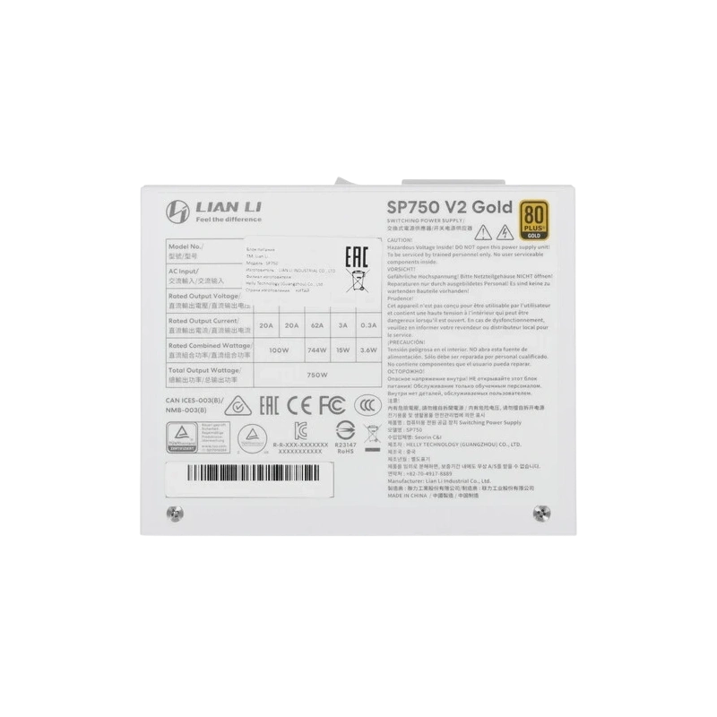 Блок питания Lian Li 750W SP750 V2 White (G9P.SP0750G.W000.RU) 16 Pin (PCIe 5.1 Connector Cable Details)