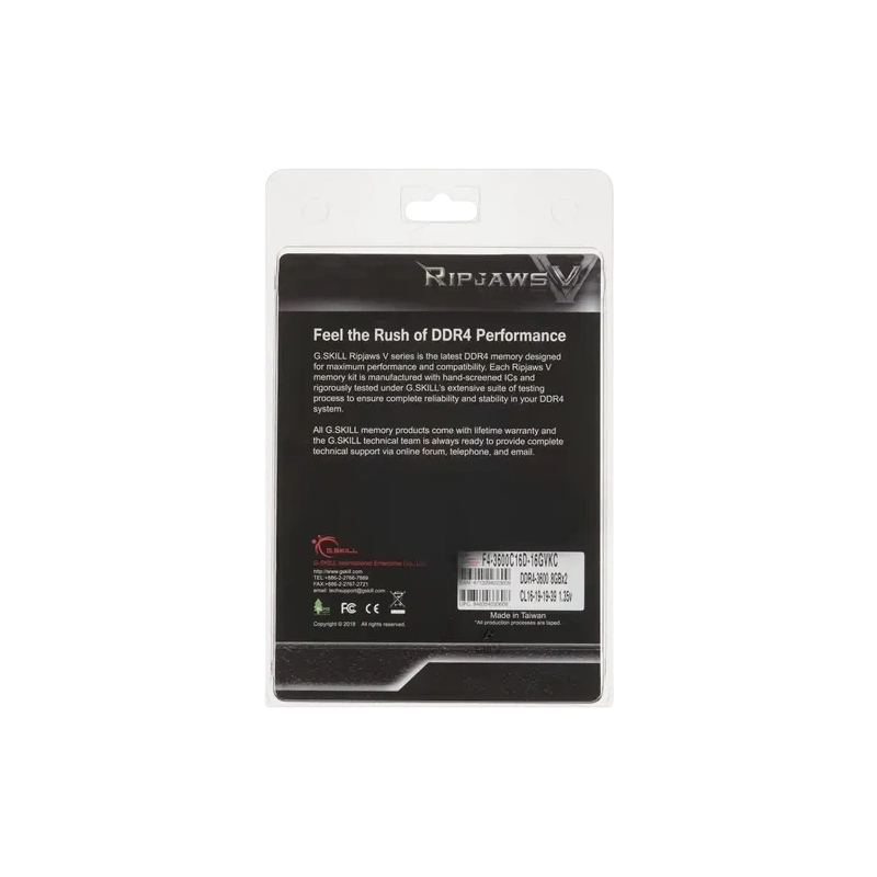 Оперативная память 16 Gb 3600 MHz G.Skill RIPJAWS V (F4-3600C16D-16GVKC)
