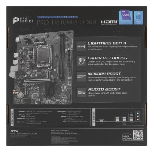 Материнская плата MSI PRO H610M-S DDR4
