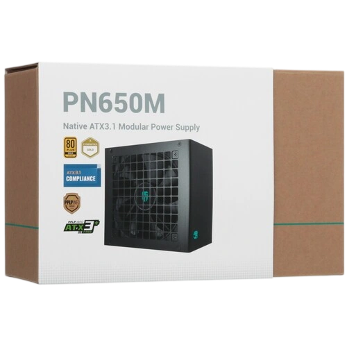 Блок питания Deepcool 650W PN650M (R-PN650M-FC0B-EU) 16 Pin (PCIe 5.0 Connector Cable Details) документация, комплект кабелей, комплект крепежа