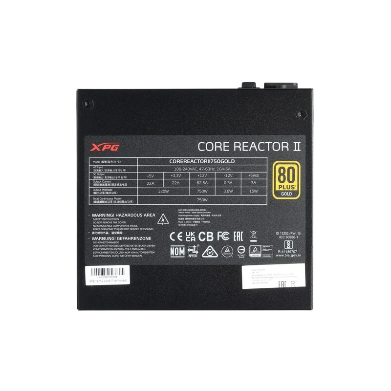 Блок питания ADATA XPG 750W CORE REACTOR II 750 (COREREACTORII750G-BKCEU) (PCIe 5.0 Connector Cable Details) документация, комплект кабелей