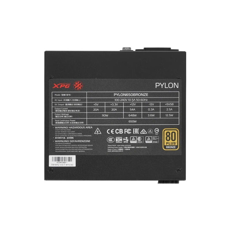 Блок питания ADATA XPG 650W PYLON (PYLON650B-BKCEU)