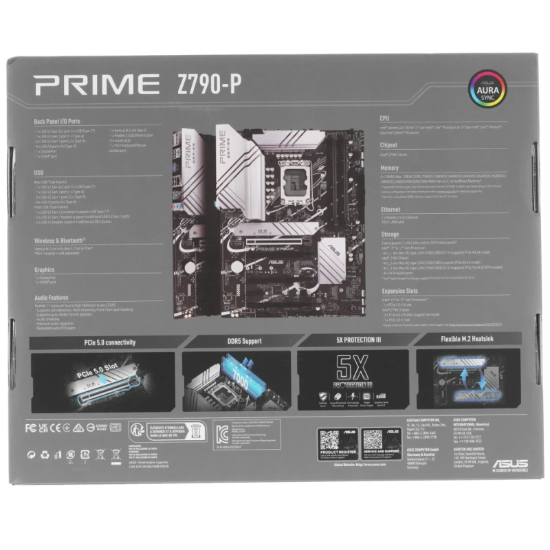 Материнская плата ASUS PRIME Z790-P (90MB1CJ0-M1EAY0) 2 x кабель SATA, документация, задняя планка