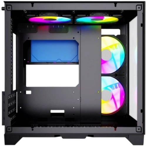 Компьютерный корпус Powercase VISION Micro Black TG 120mm 5-color fan Black mATX (CVBM-L4)