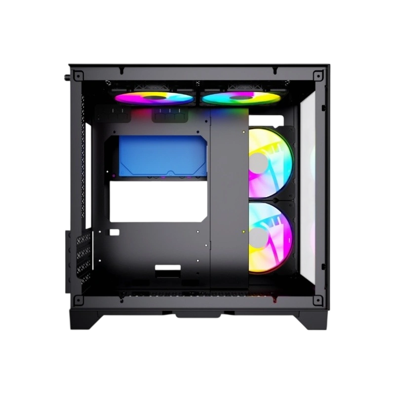 Компьютерный корпус Powercase VISION Micro Black TG 120mm 5-color fan Black mATX (CVBM-L4)