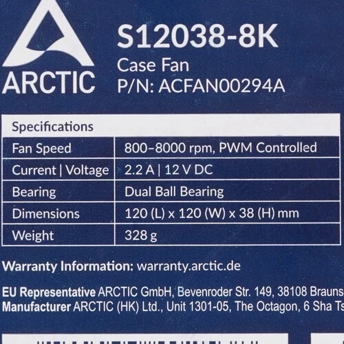 Вентилятор для корпуса Arctic Cooling S12038-8K (ACFAN00294A)