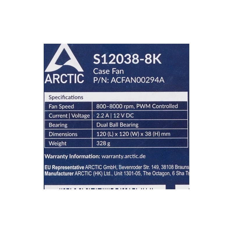 Вентилятор для корпуса Arctic Cooling S12038-8K (ACFAN00294A)