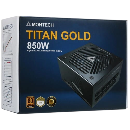 Блок питания Montech 850W TITAN GOLD Black (TIS0124) 16 Pin (PCIe 5.0 Connector Cable Details) документация, комплект кабелей, чехол