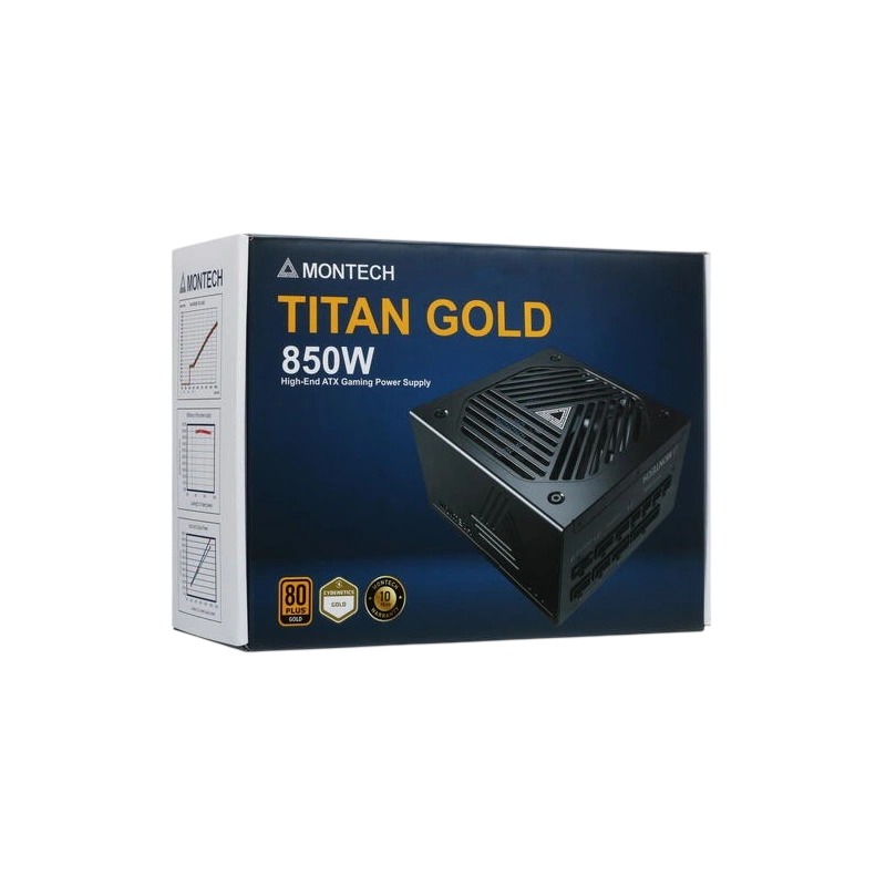 Блок питания Montech 850W TITAN GOLD Black (TIS0124) 16 Pin (PCIe 5.0 Connector Cable Details) документация, комплект кабелей, чехол