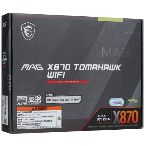 Материнская плата MSI MAG X870 TOMAHAWK WIFI 2 x кабель SATA, документация, комплект наклеек, крепеж для разъема M.2, флешка с ПО