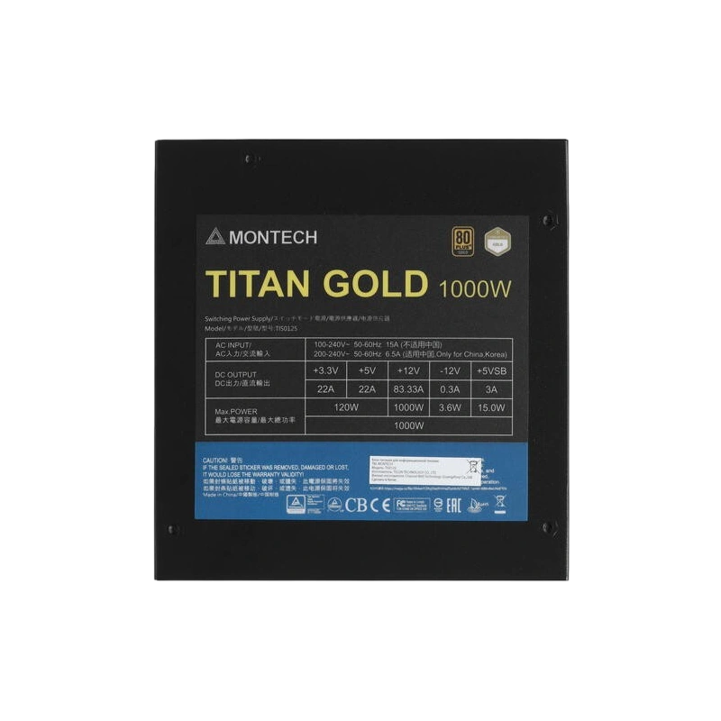 Блок питания Montech 1000W TITAN GOLD Black (TIS0125) 16 Pin (PCIe 5.0 Connector Cable Details)