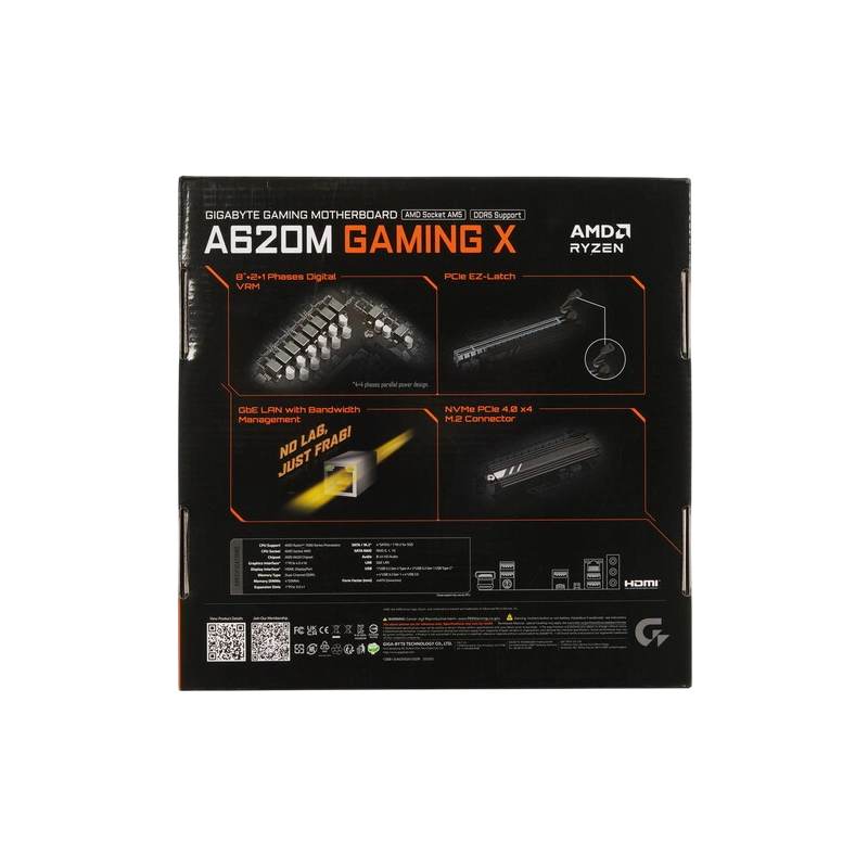 Материнская плата Gigabyte A620M GAMING X x кабель SATA, документация, задняя планка