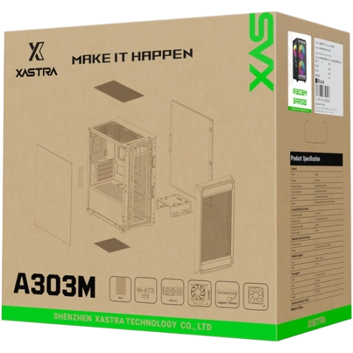 Компьютерный корпус XASTRA A303M 3ARGB-C6 TG Black (A303M-2FC14A-1FC12A-C6-D)