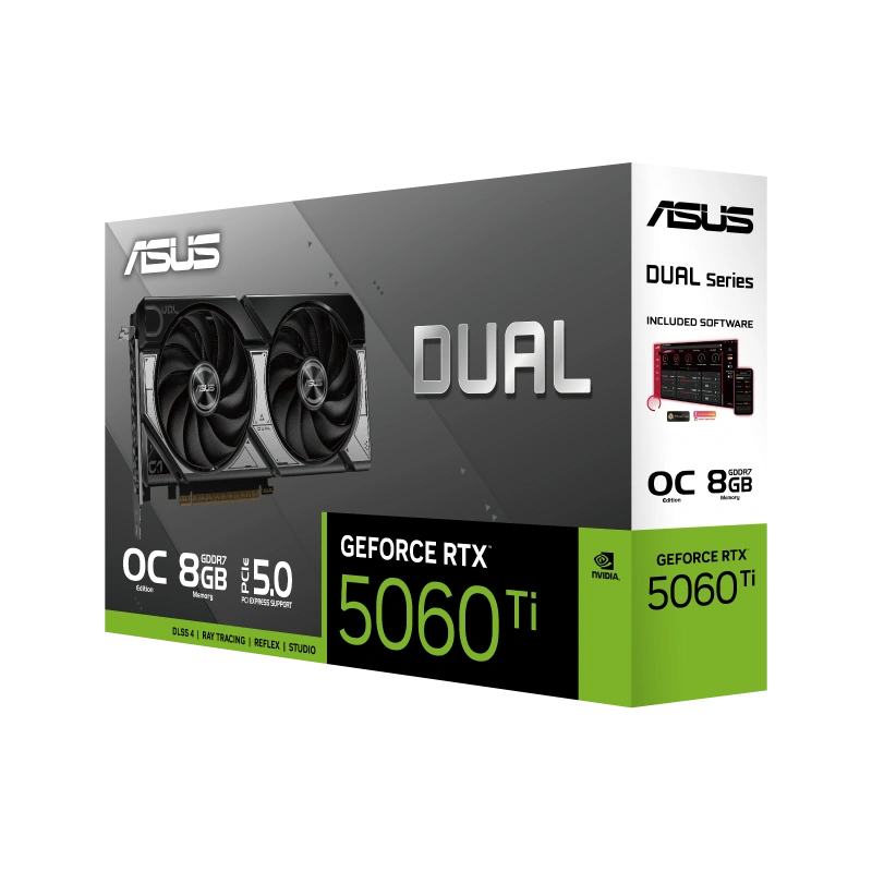 Видеокарта ASUS (DUAL-RTX5060TI-O8G) GeForce RTX 5060 Ti 8GB DUAL OC (90YV0MP2-M0NA00)