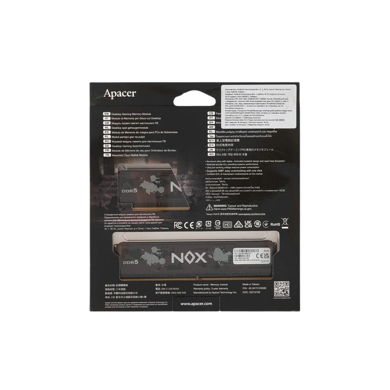 Оперативная память 32 Gb 5200 MHz Apacer NOX (AH5U32G52C522MBAA-2)