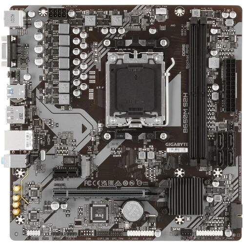 Материнская плата Gigabyte B650M S2H x кабель SATA, документация, задняя планка