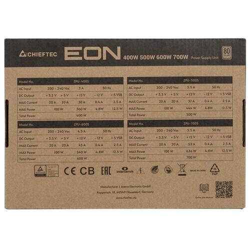 Блок питания Chieftec 700W Eon Black (ZPU-700S)