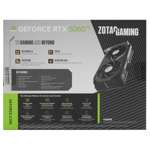 Видеокарта ZOTAC (ZT-B50620H-10M) GeForce RTX 5060 Ti 16GB Twin Edge OC