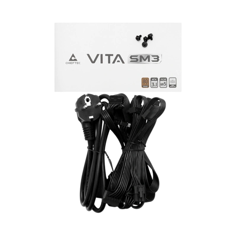 Блок питания Chieftec 850W Vita SM3 (BPX-850-C) 16 Pin (PCIe 5.0 Connector Cable Details) держатели для кабелей, комплект кабелей, комплект крепежа