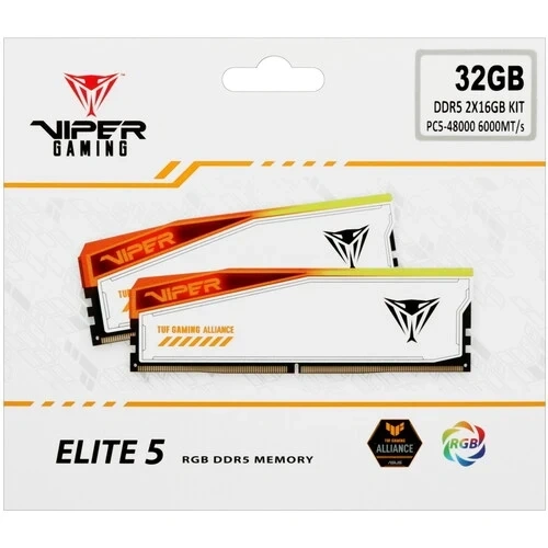 Оперативная память 32 Gb 6000 MHz PATRIOT VIPER ELITE 5 TUF GAMING RGB White (PVER532G60C36KT)