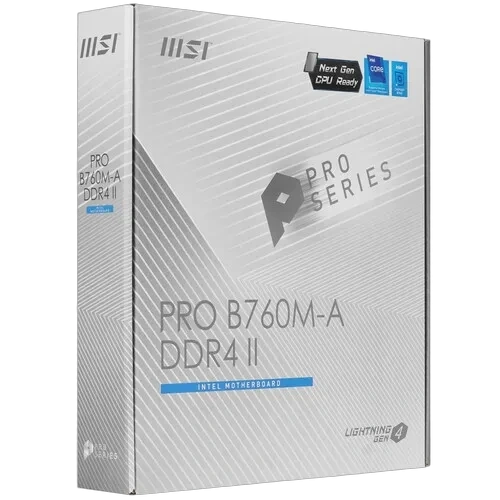 Материнская плата MSI PRO B760M-A DDR4 II документация, задняя планка, кабель SATA, крепеж для разъема M.2