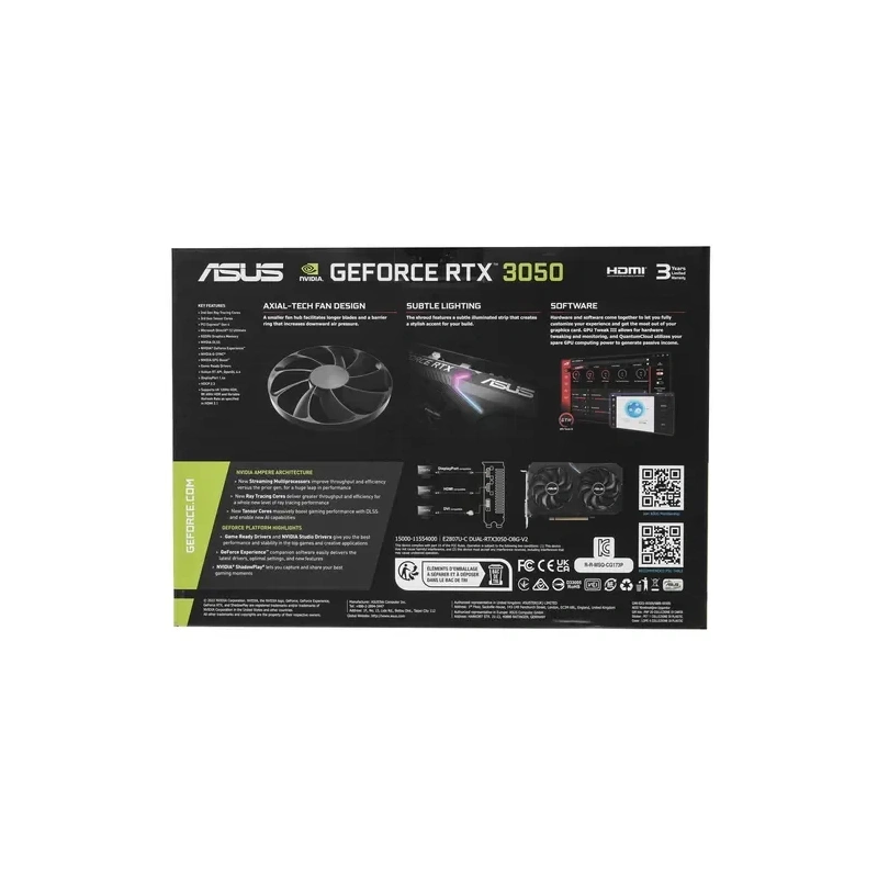 Видеокарта ASUS (DUAL-RTX3050-O8G-V2) GeForce RTX 3050 8GB D6 90YV0GH6-M0NA00