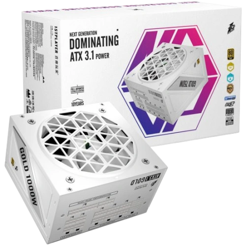Блок питания 1STPLAYER 1000W NGDP Gold White (HA-1000BA4-WH) 16 Pin (PCIe 5.0 Connector Cable Details) документация, кабельные стяжки, комплект кабелей, комплект крепежа