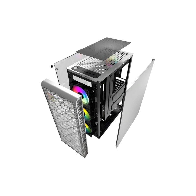 Компьютерный корпус Powercase Mistral MESH Z4С TG LED White (CMIZ4CW-L4)