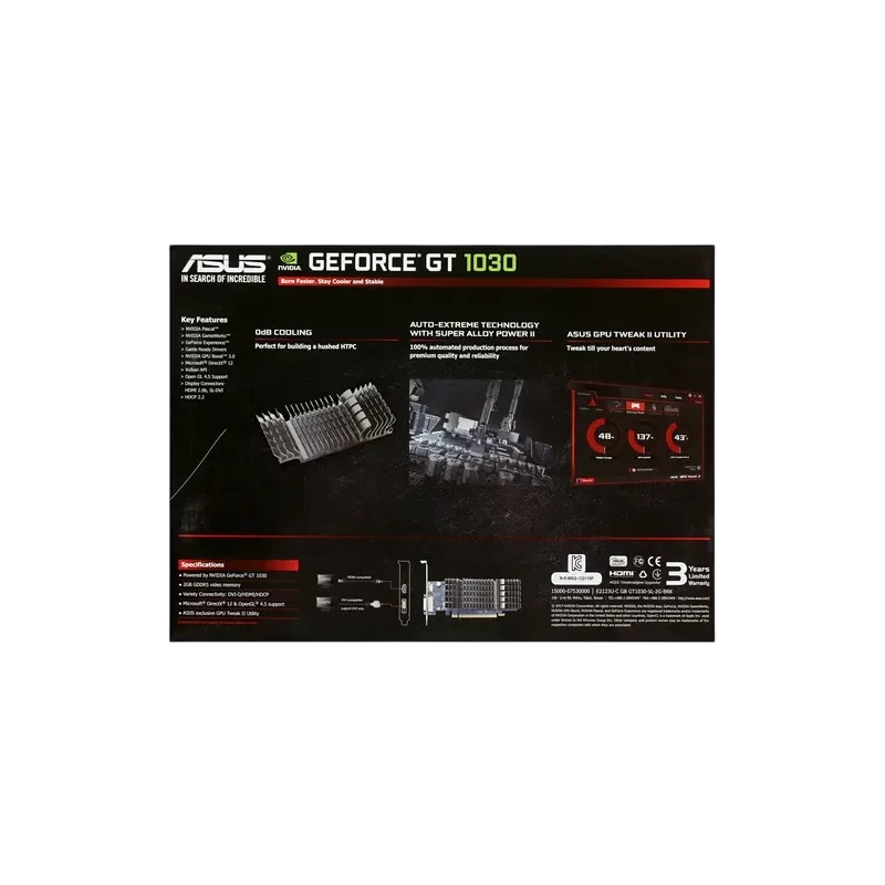 Видеокарта ASUS (GT1030-SL-2G-BRK) GeForce GT 1030 2GB Silent BRK