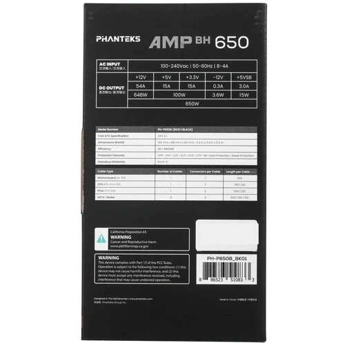 Блок питания PHANTEKS 650W AMP BH Black (PH-P650B_BK01)
