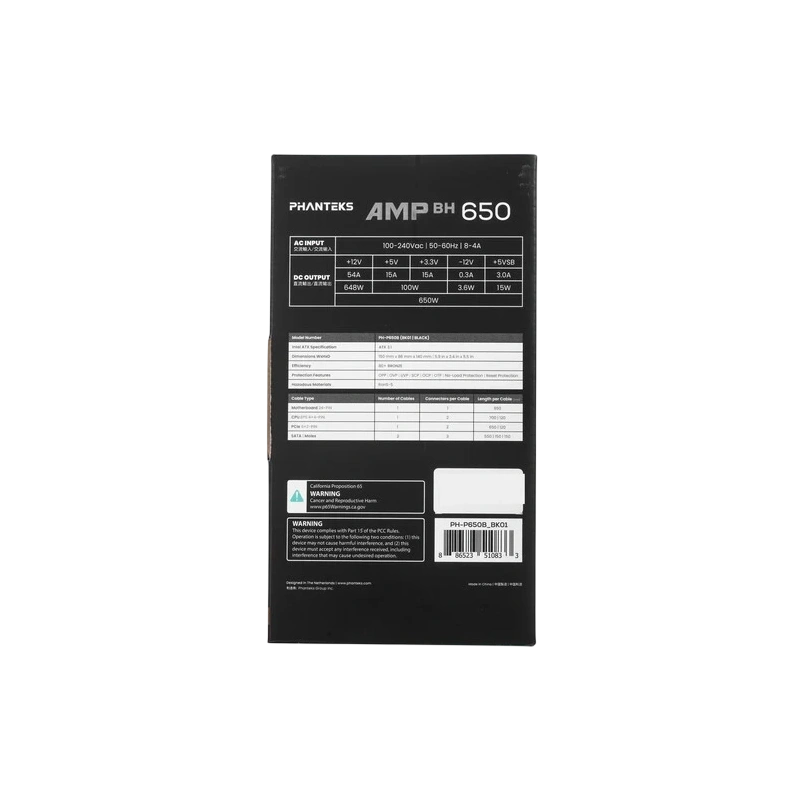 Блок питания PHANTEKS 650W AMP BH Black (PH-P650B_BK01)