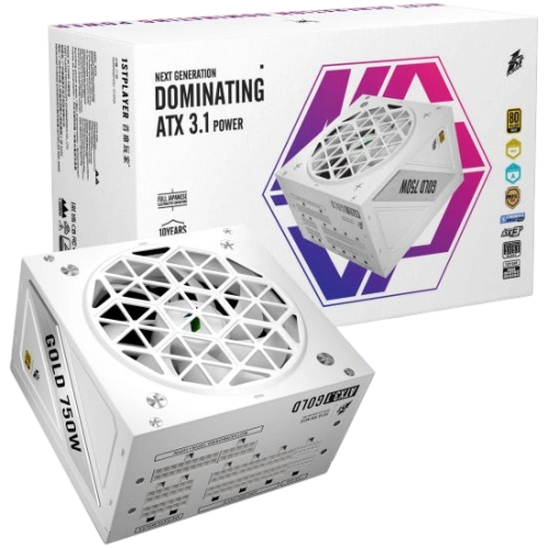 Блок питания 1STPLAYER 750W NGDP GOLD White (HA-750BA4-WH) 16 Pin (PCIe 5.0 Connector Cable Details) документация, кабельные стяжки, комплект кабелей, комплект крепежа