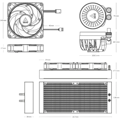 Система жидкостного охлаждения для процессора Arctic Cooling Liquid Freezer III-280 White (ACFRE00151A)