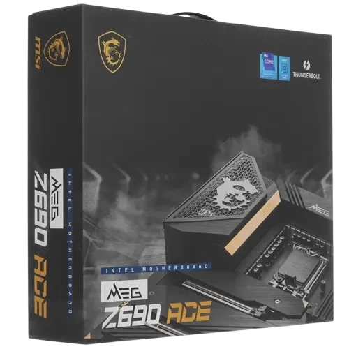 Материнская плата MSI MEG Z690 ACE 4 x кабель SATA, USB Flash с ПО, антенна Wi-Fi, документация, кабель mini DisplayPort - DisplayPort x2, кисточка, комплект наклеек, отвертка, удлинитель для ARGB, удлинитель для RGBещё