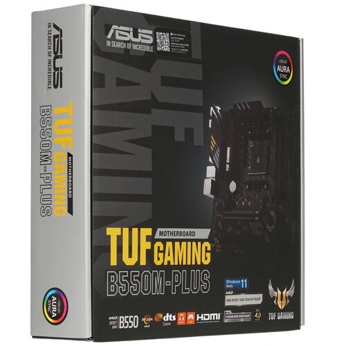 Материнская плата ASUS TUF GAMING B550M-PLUS 2 x кабель SATA, диск с ПО, документация, задняя планка, комплект наклеек