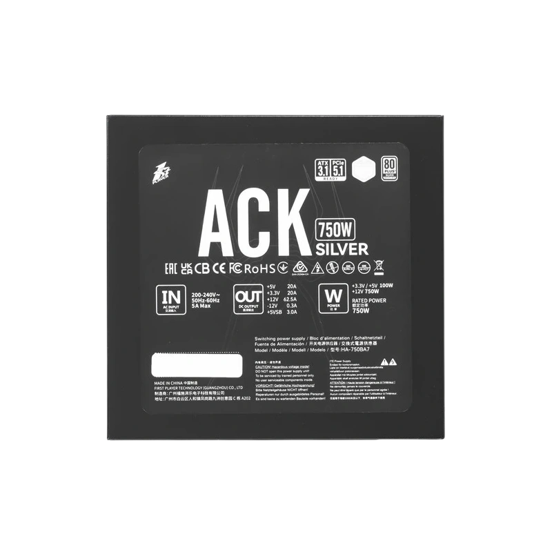 Блок питания 1STPLAYER 750W ACK SILVER Black (HA-750BA7-BK) 16 Pin (PCIe 5.0 Connector Cable Details)
