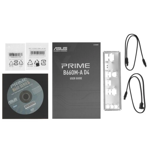 Материнская плата ASUS PRIME B660M-A D4-CSM (90MB19K0-M1EAYC) 2 x кабель SATA, диск с ПО, документация, задняя планка