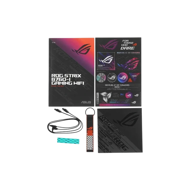 Материнская плата ASUS ROG STRIX B760-I GAMING WIFI (90MB1D90-M0EAY0) антенна Wi-Fi, брелок, документация, комплект наклеек, крепеж для разъема M.2, стяжки для кабелей