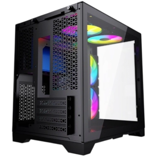 Компьютерный корпус Powercase VISION Micro Black TG 120mm 5-color fan Black mATX (CVBM-L4)